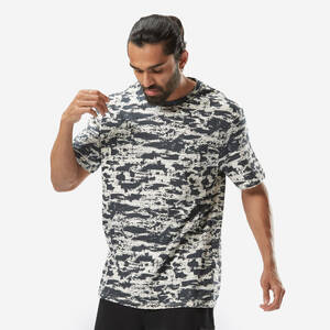 Men's Crew Neck Straight-Cut Cotton Fitness Tshirt 500 - Carbon Grey