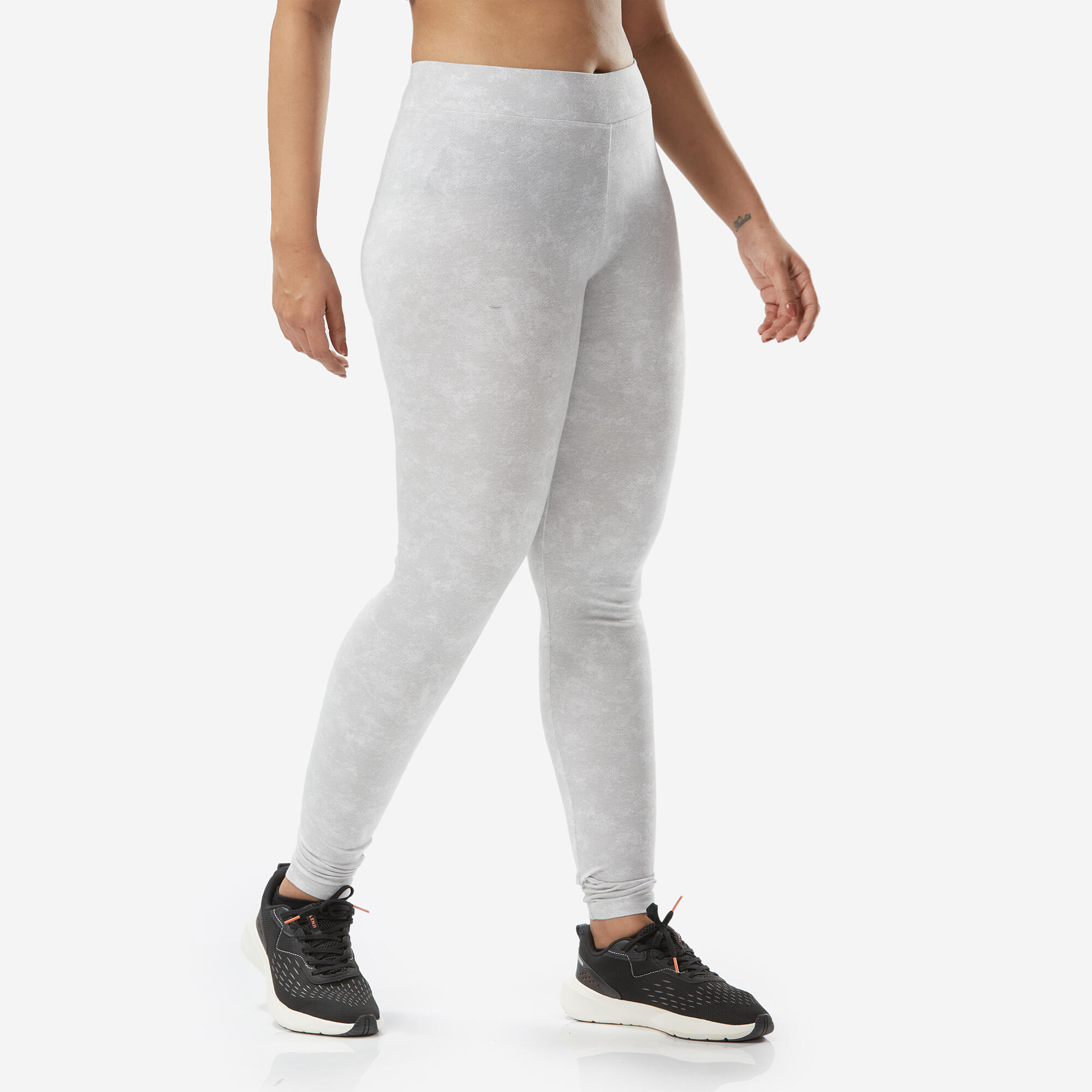 Women's Cotton Fitness Leggings - Grey Print
