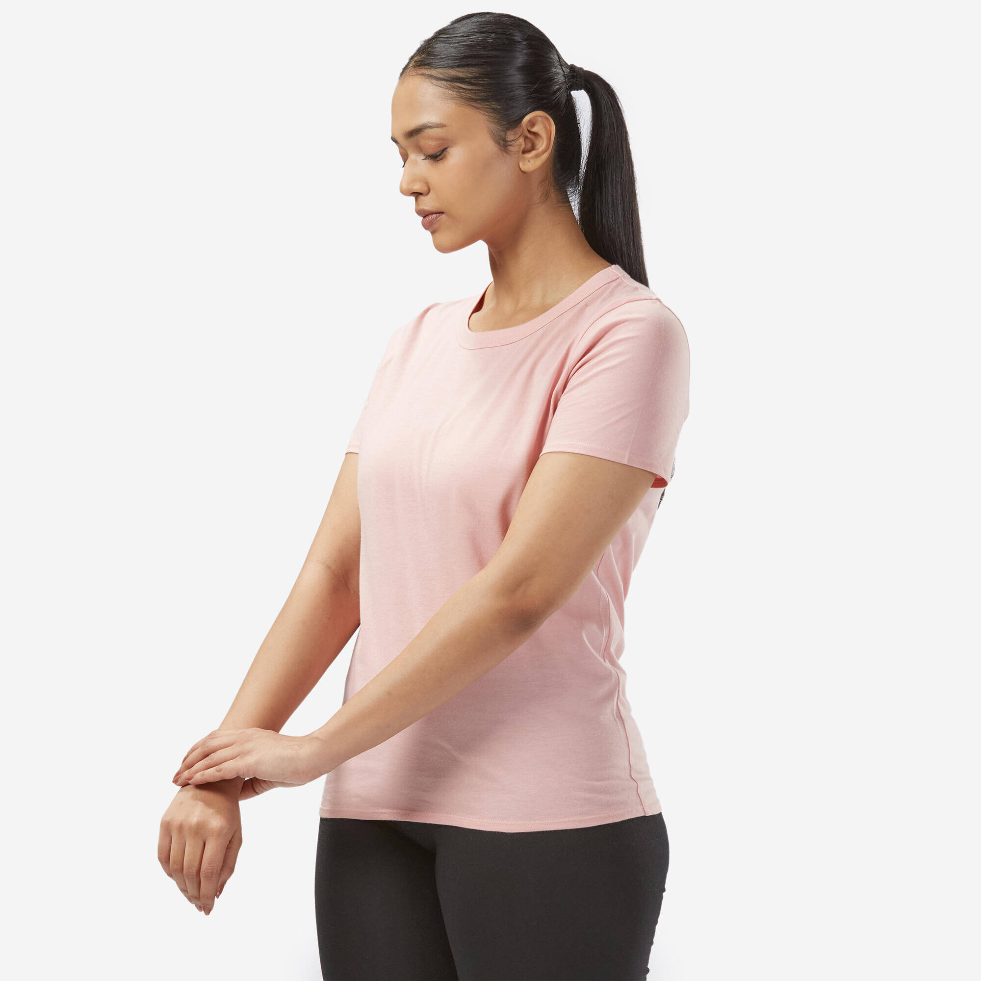 Short Sleeves Regular Fit Women's T-Shirt 100- Sweet Pink -  3