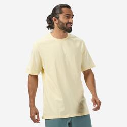 T-shirt fitness homme col rond manches courtes, jaune vanille