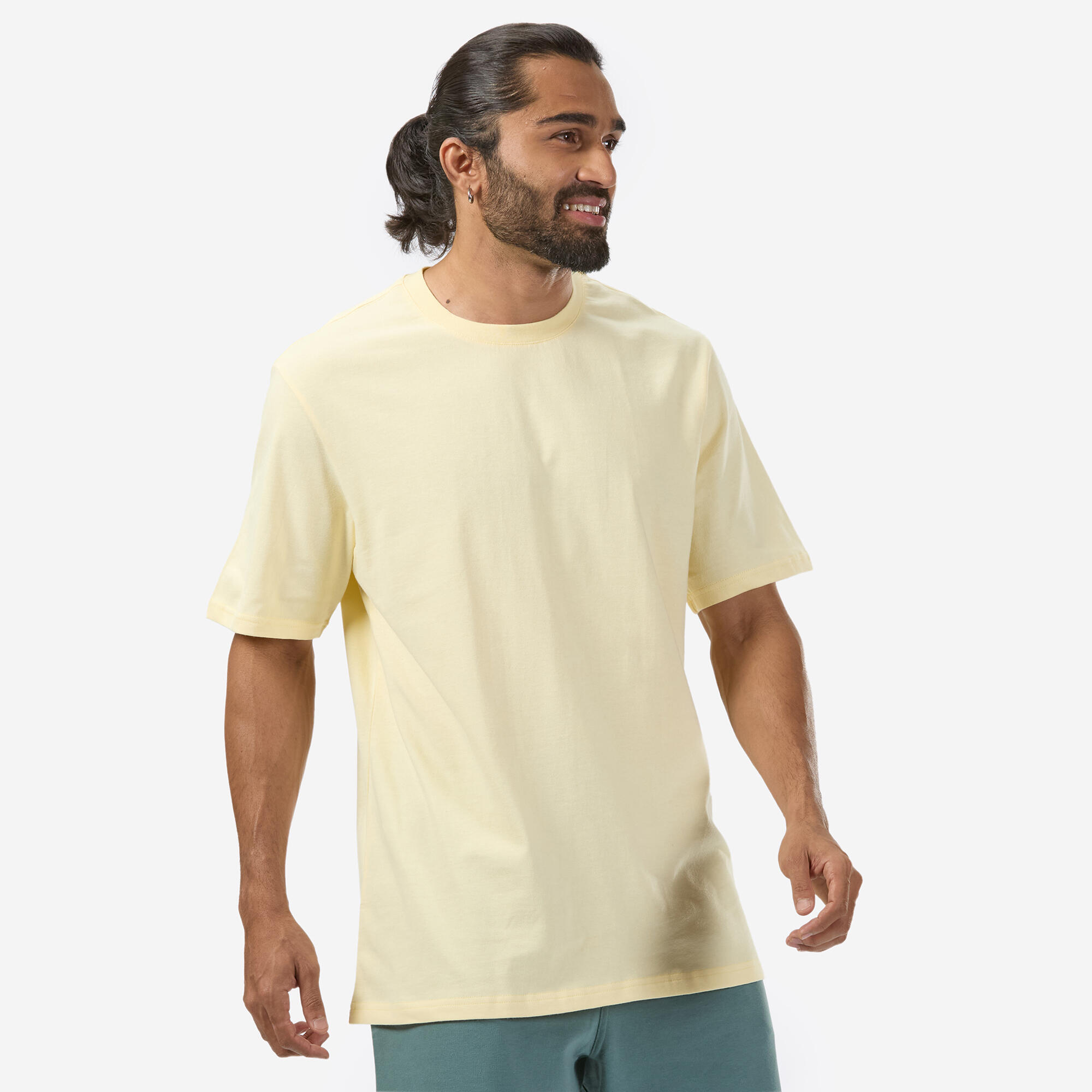 Men's Fitness T-Shirt 500 Essentials - Vanilla 1/5