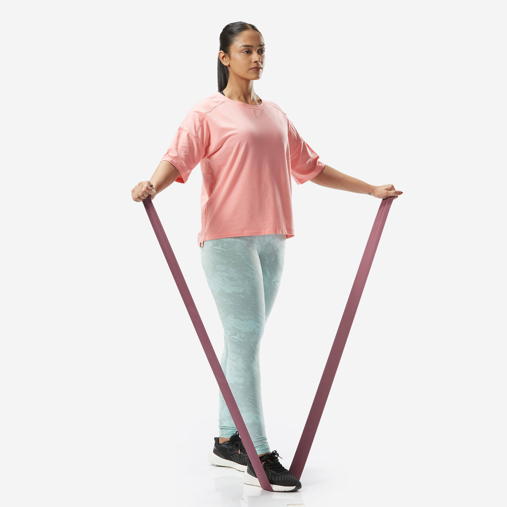 Women's Cotton Fitness Leggings - Light Green -  2