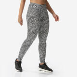 Women's Slim-Fit Fitness Leggings Fit+ 500 - Black Print