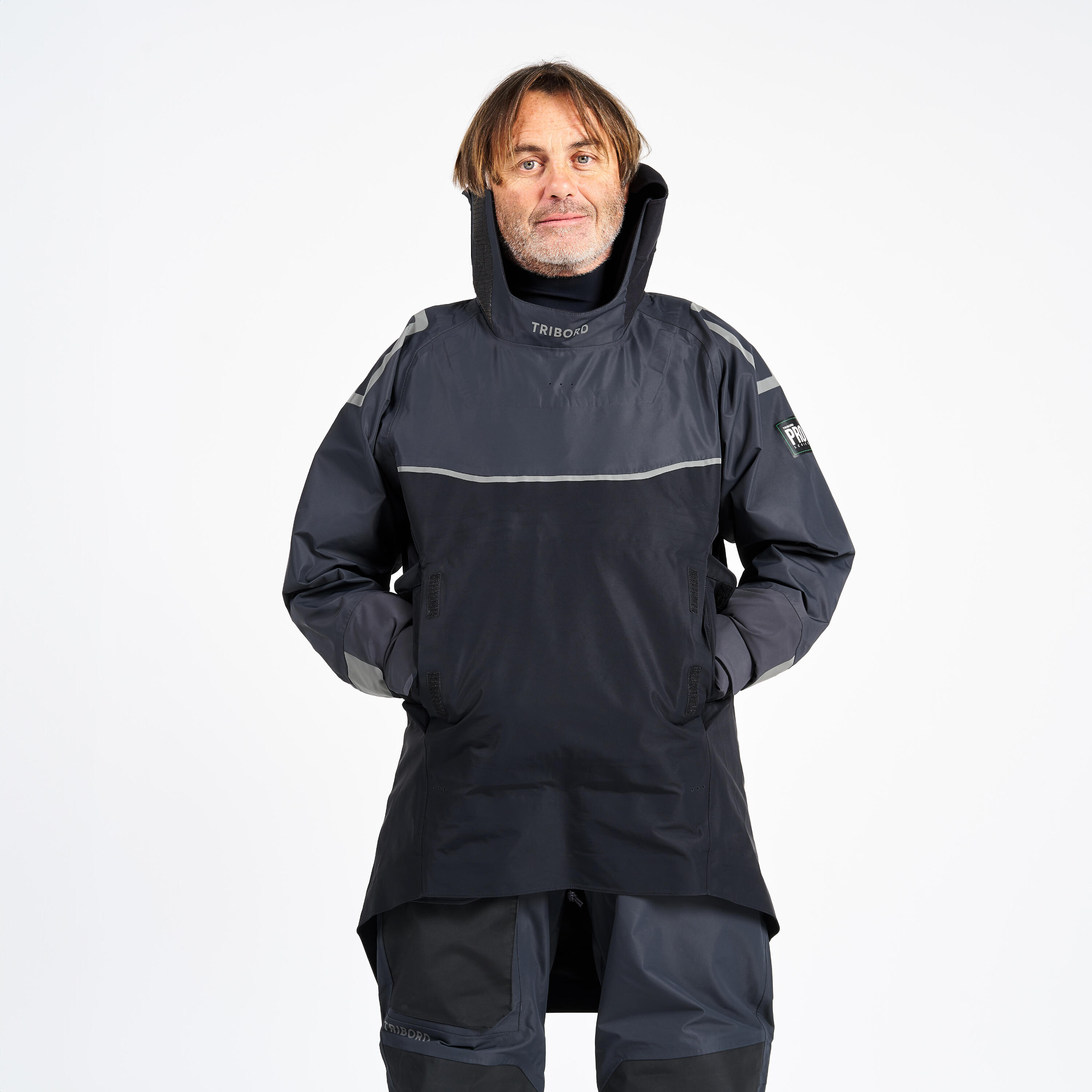 Lange herensmock voor zeilen Offshore Pro Series carbongrijs 11/11