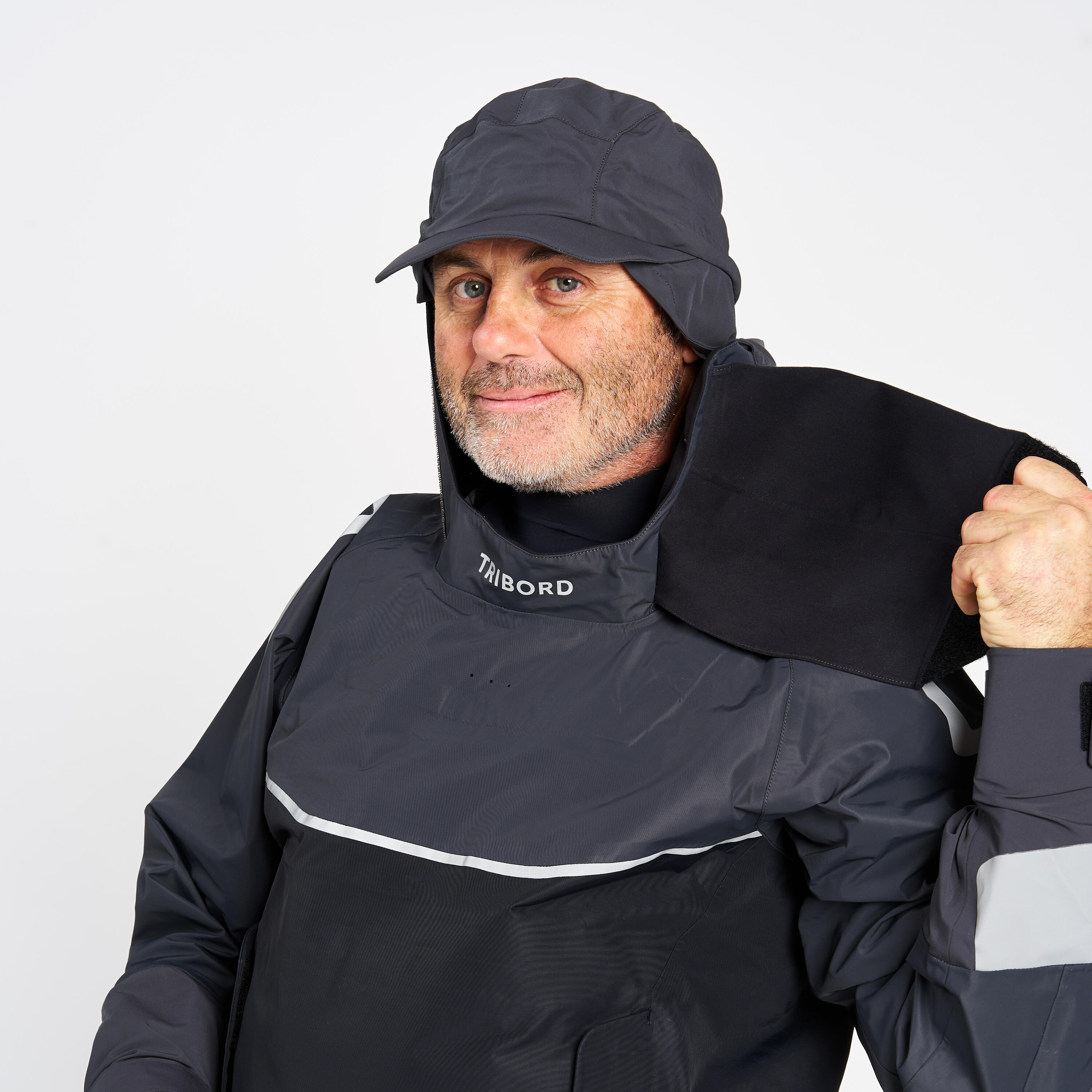 Lange herensmock voor zeilen Offshore Pro Series carbongrijs 6/11