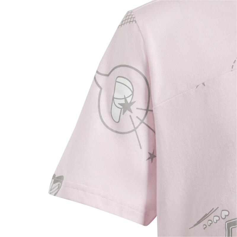 T-SHIRT CROP TOP DE EDUCAÇÃO FÍSICA MENINA ADIDAS ROSA