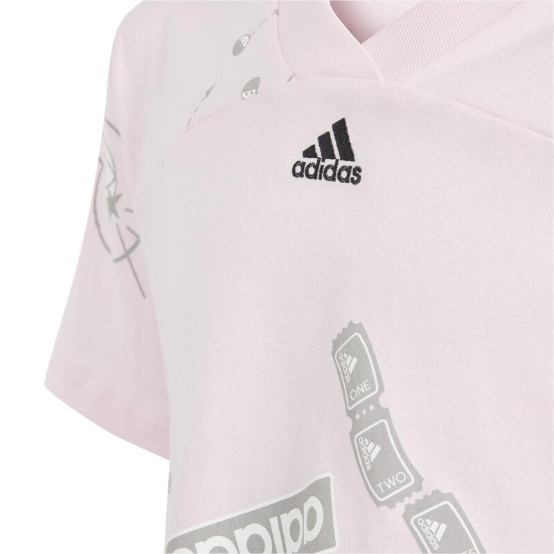 T-SHIRT CROP ADIDAS FILLE ROSE