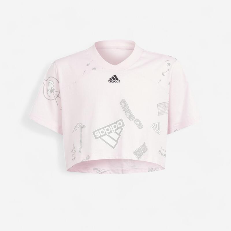 Cropped T-shirt meisjes roze