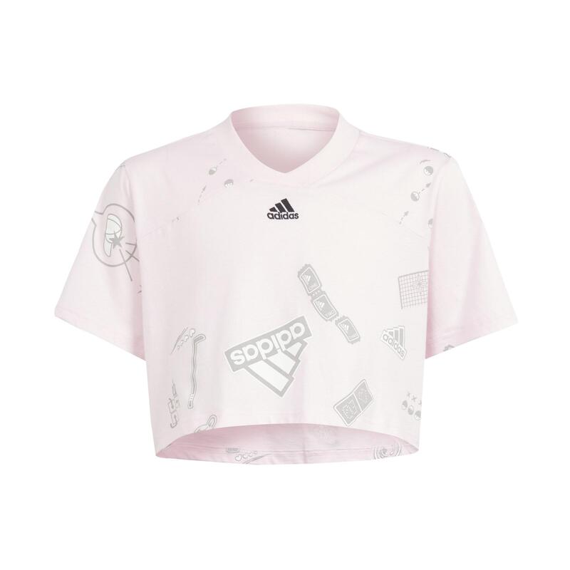 T-shirt ADIDAS bambina ginnastica cropped cotone rosa