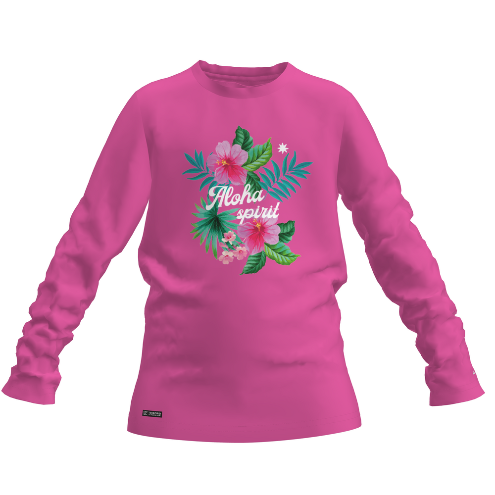 T-shirt anti UV manches longues surf Junior - 100 rose