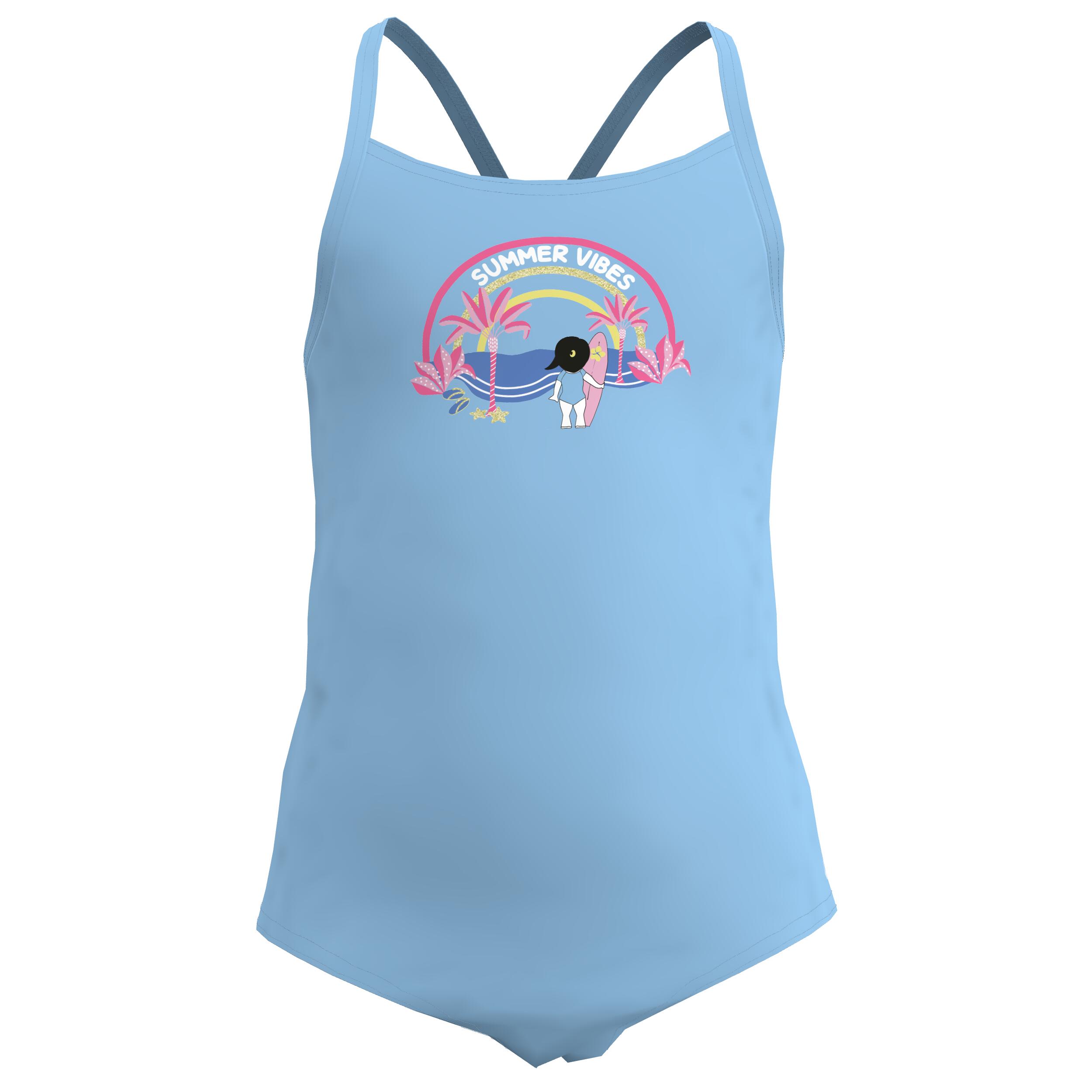 Costume intero surf ragazza HANALEI SUMMER VIBES azzurro 8/8