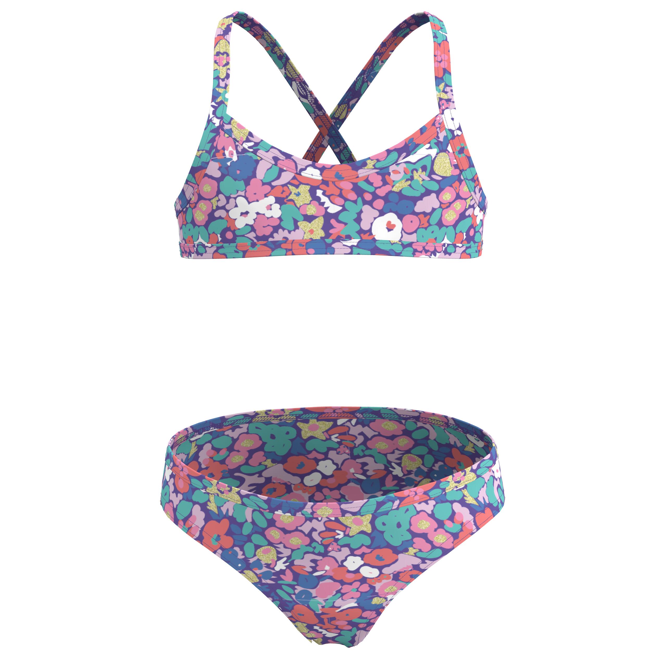 Maillot de bain surf bretelles croisées fille - 2 pièces multicolore - OLAIAN