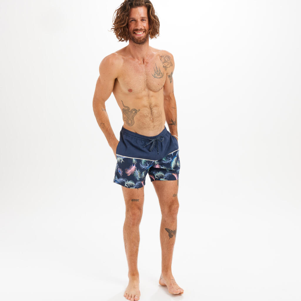 Men's short swim shorts QUIKSILVER VOLLEY TROPICAL navy blue