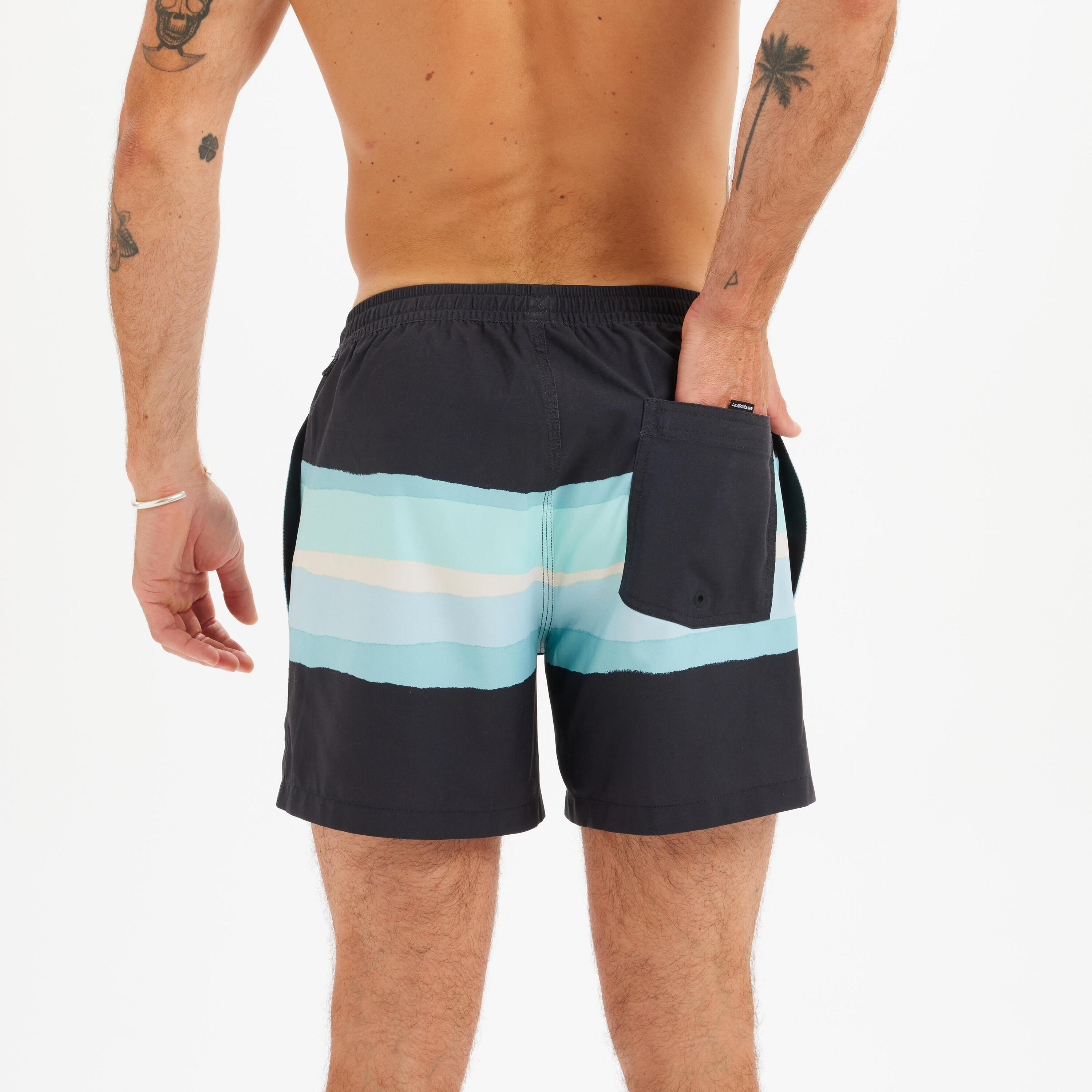 Șort baie scurt înot QUIKSILVER VOLLEY BLURRY Negru Bărbați 6/7