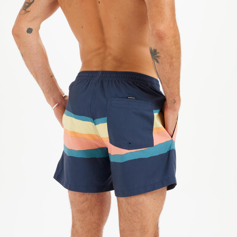 Short de bain court homme - Blurry volley bleu marine