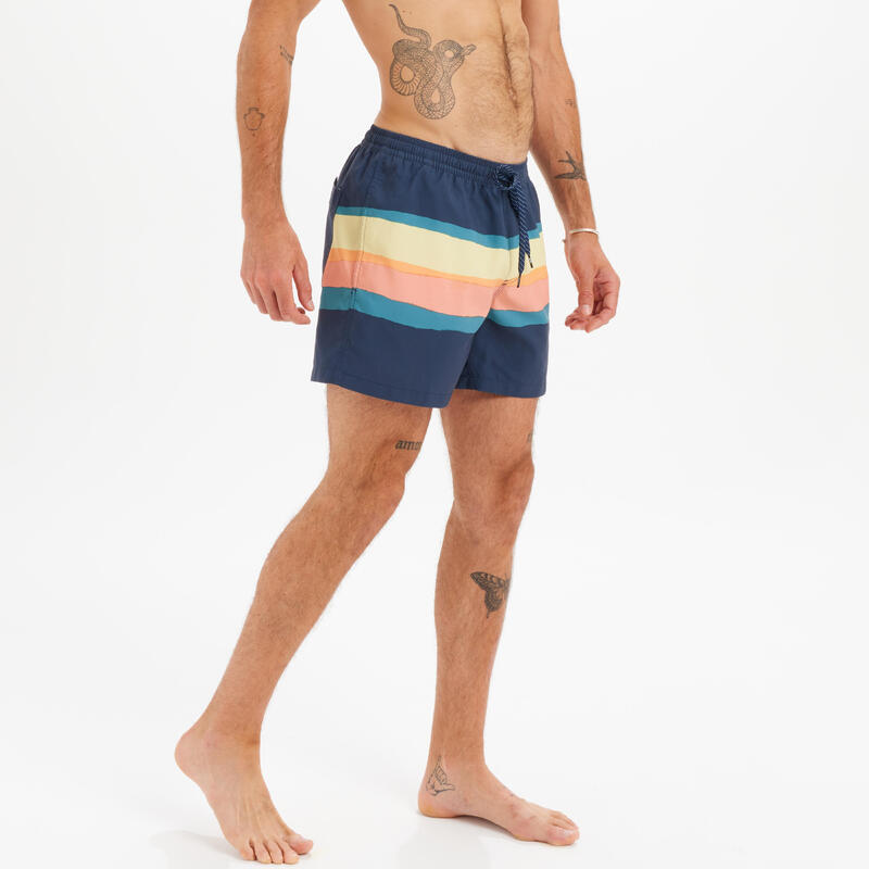 Korte boardshort voor heren VOLLEY BLURRY marineblauw