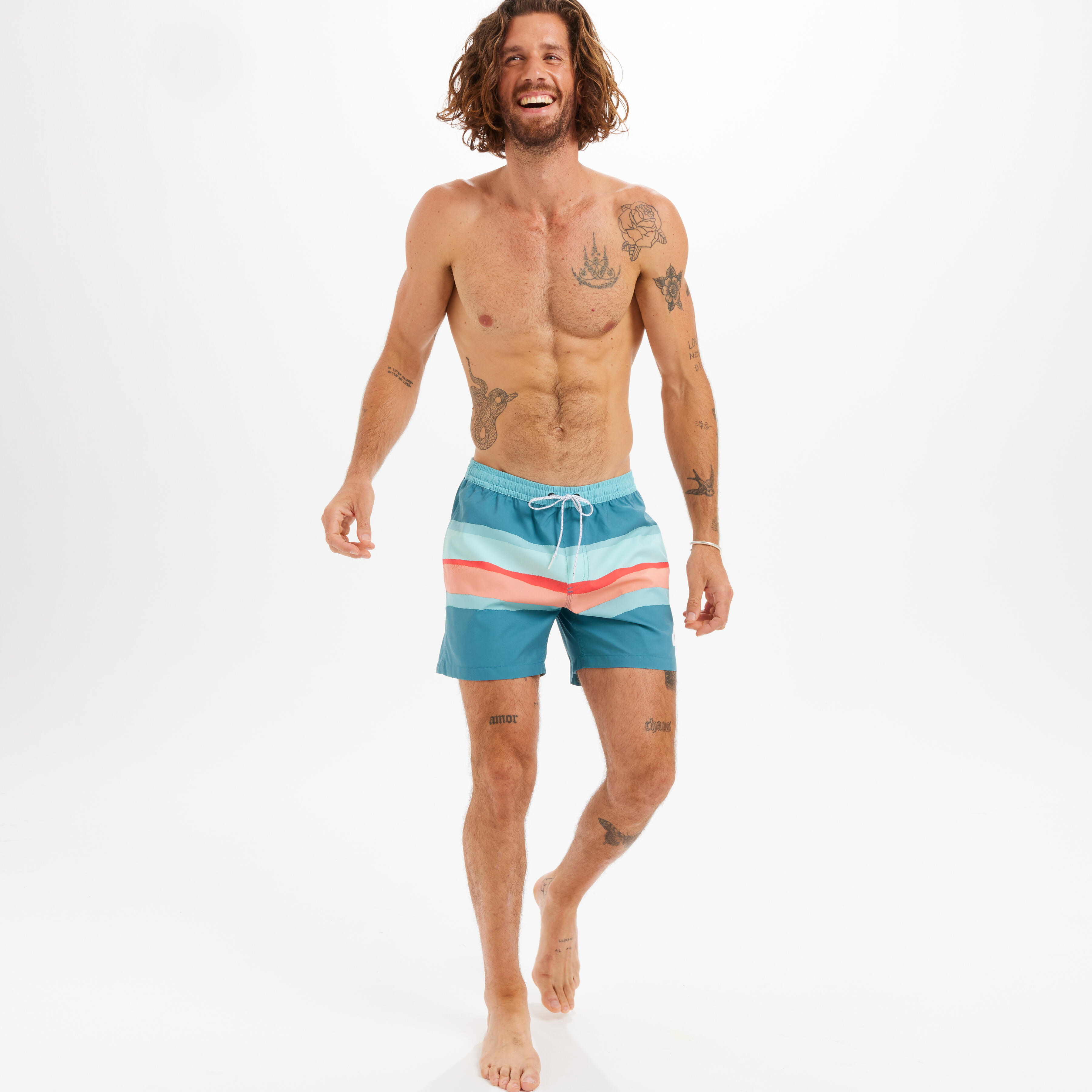 Pantaloncini da bagno corti da uomo - Blurry volley blue