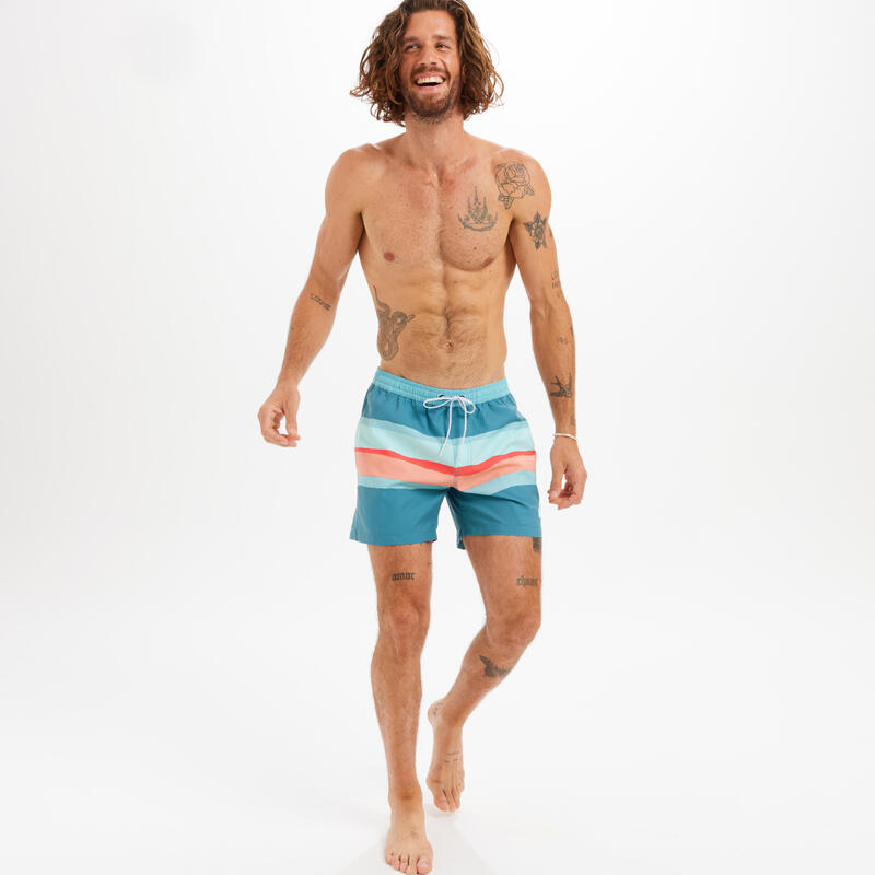 Short de bain court homme - Blurry volley bleu