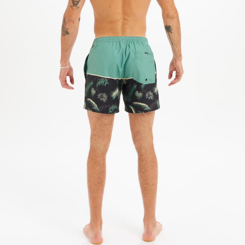 Korte boardshort voor heren VOLLEY TROPICAL groen