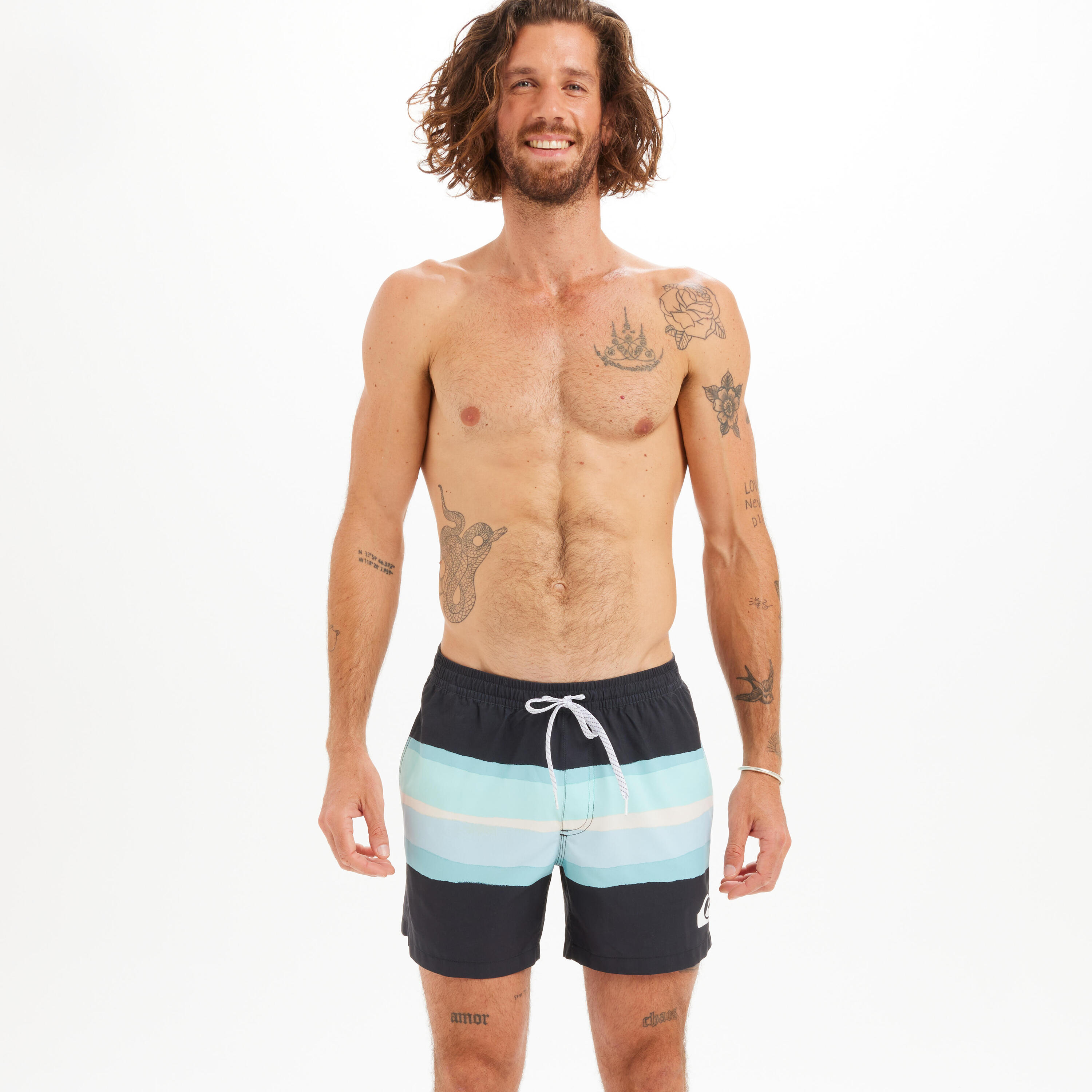 Șort baie scurt înot QUIKSILVER VOLLEY BLURRY Negru Bărbați 2/7
