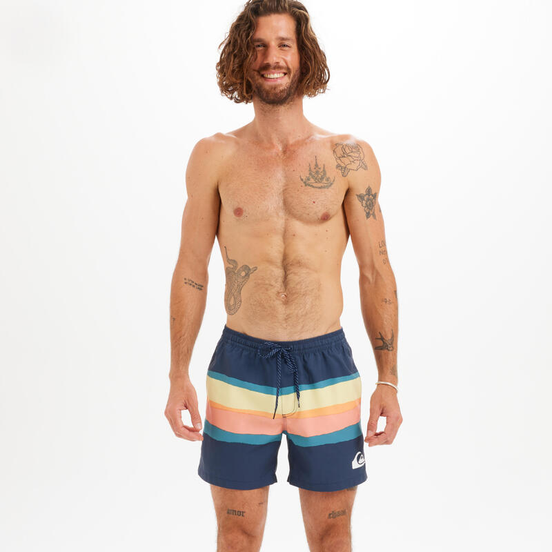 Short de bain court homme - Blurry volley bleu marine