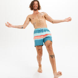 Korte boardshort voor heren VOLLEY BLURRY blauw