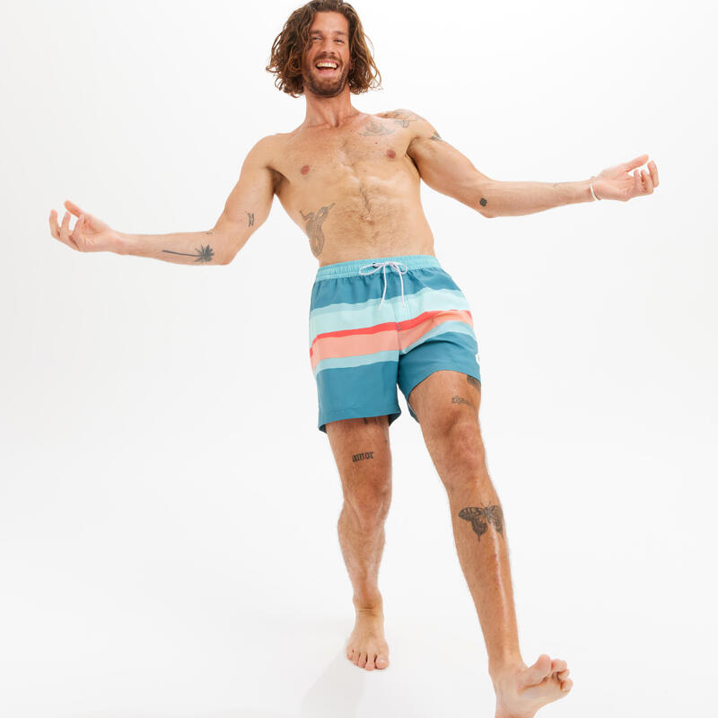 Short de bain court homme - Blurry volley bleu