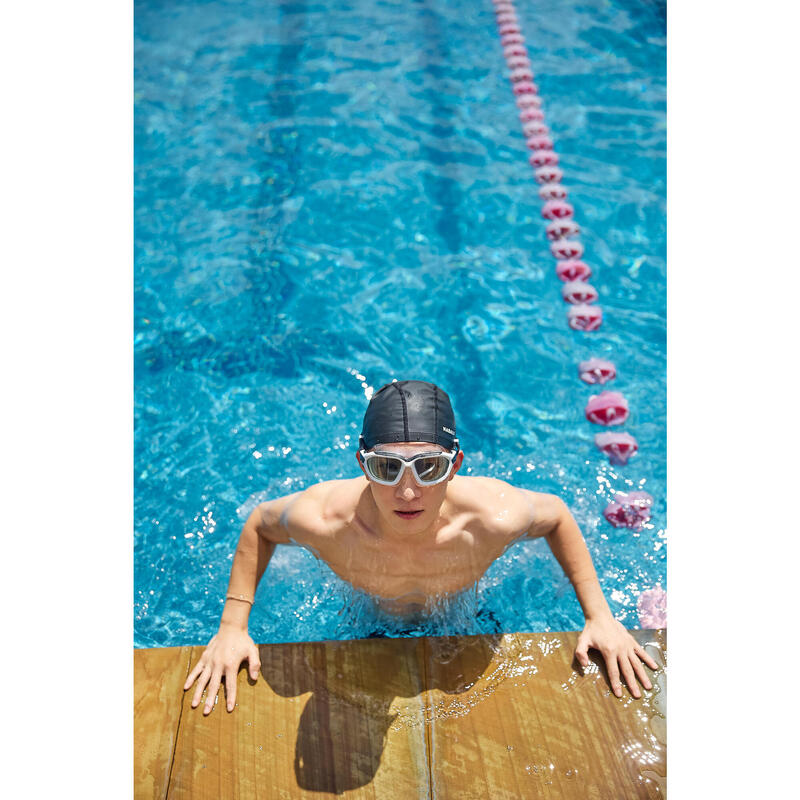 Masque de piscine Active - verres fumés - grande taille - blanc noir