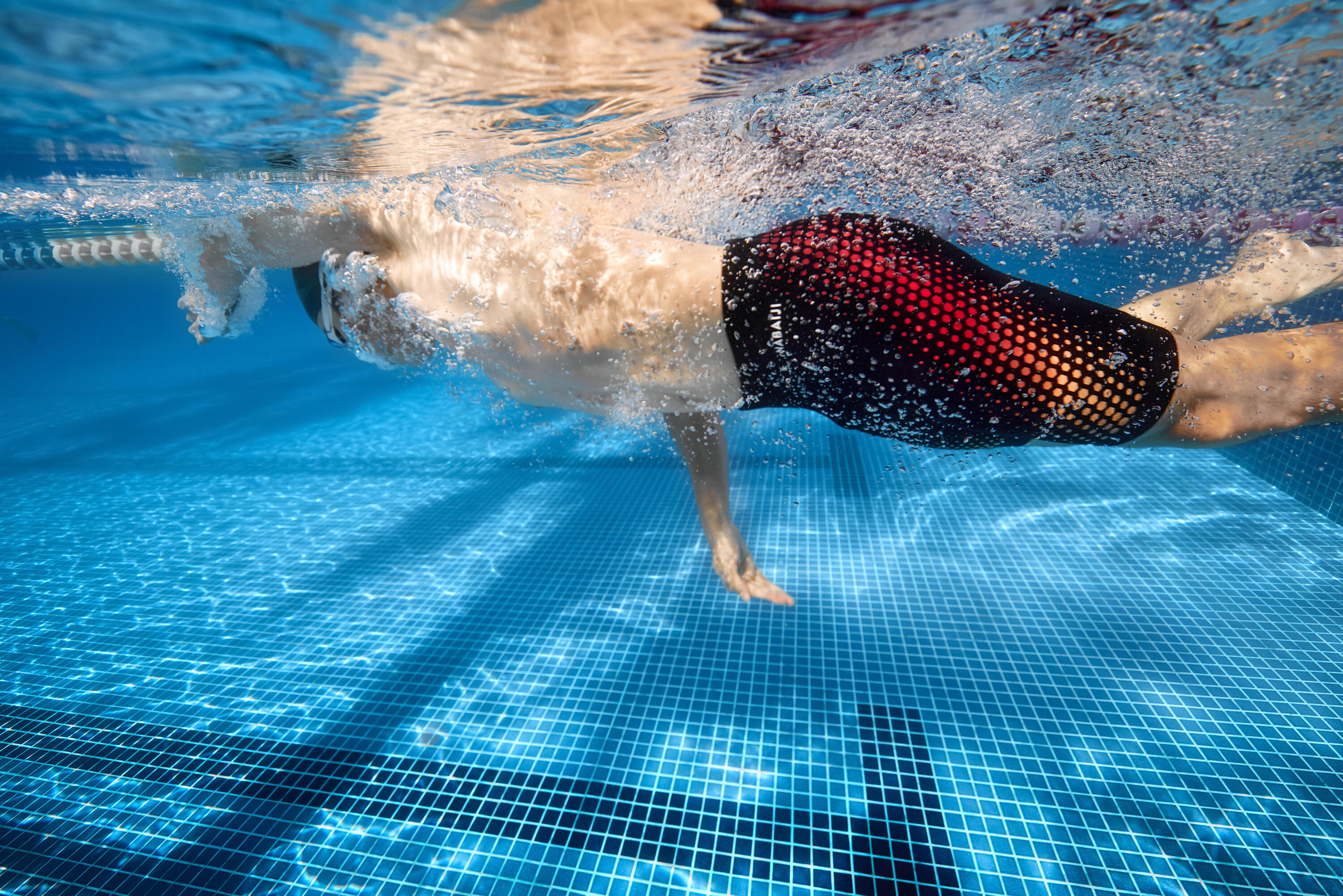 Bañador Hombre natación jammer Negro Mesh Rojo 12/20