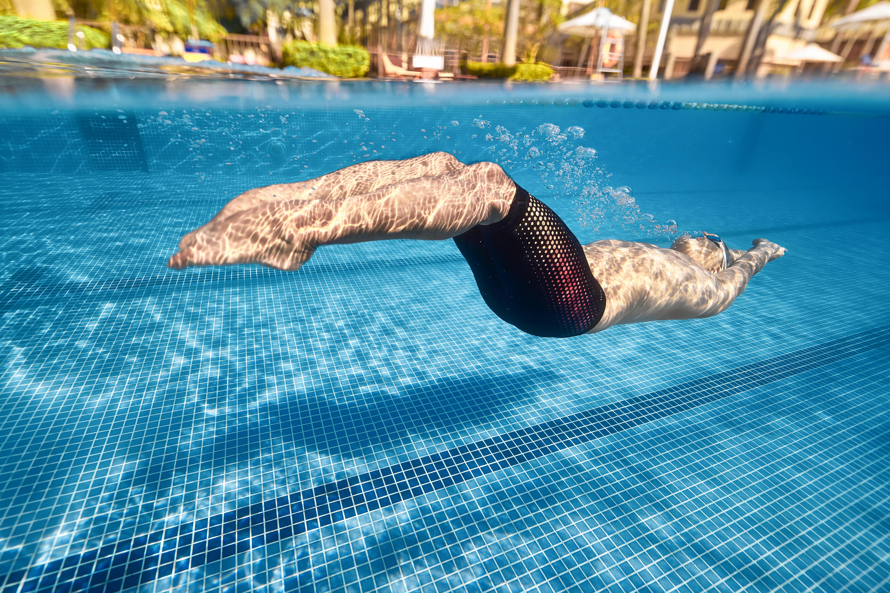 Bañador Hombre natación jammer Negro Mesh Rojo 14/20