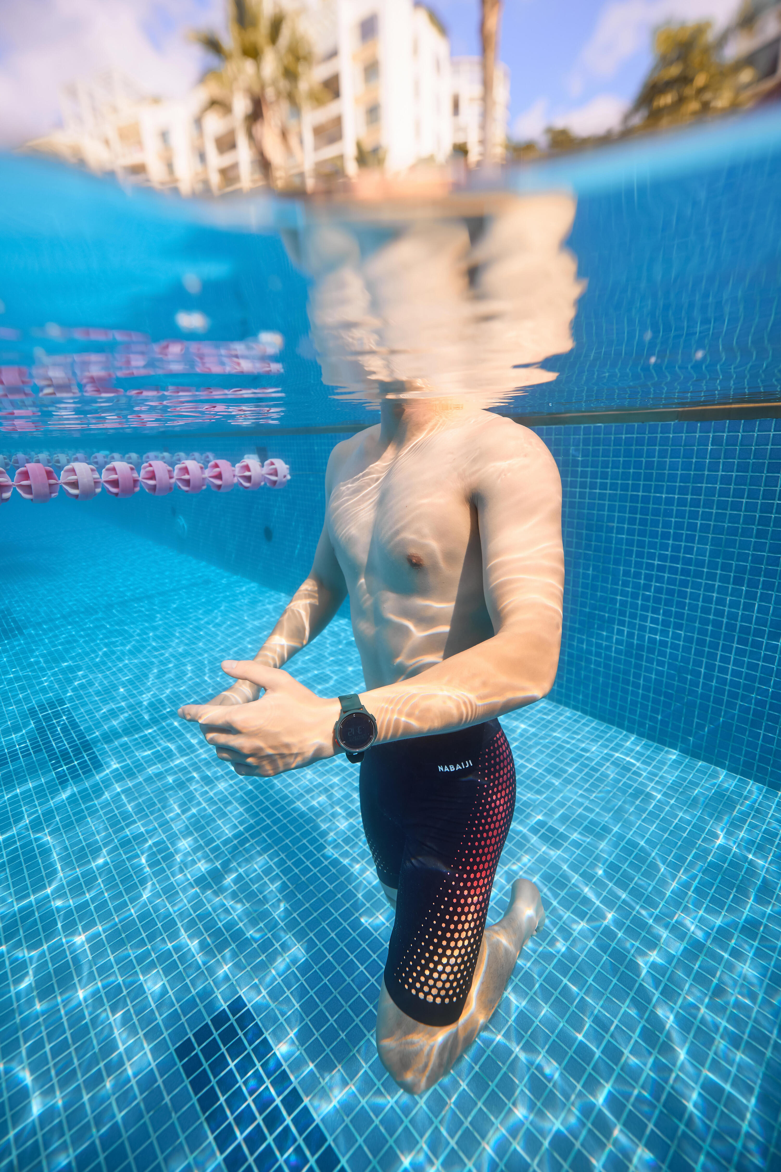 Bañador Hombre natación jammer Negro Mesh Rojo 18/20