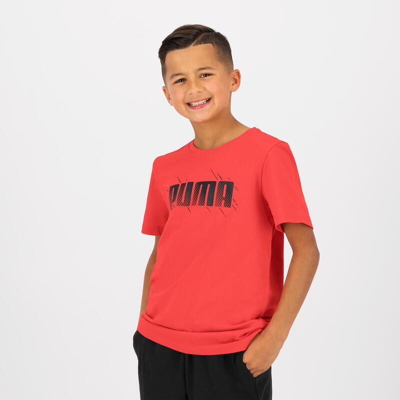 T-shirt voor gym kinderen rood met opdruk
