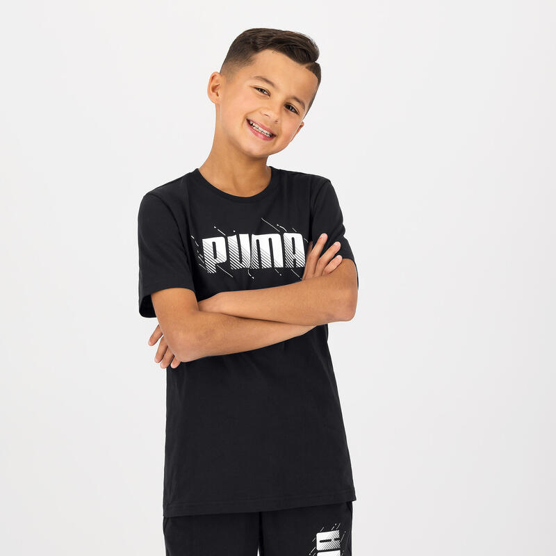 T-shirt nera Puma bambino ginnastica regular fit 100% cotone