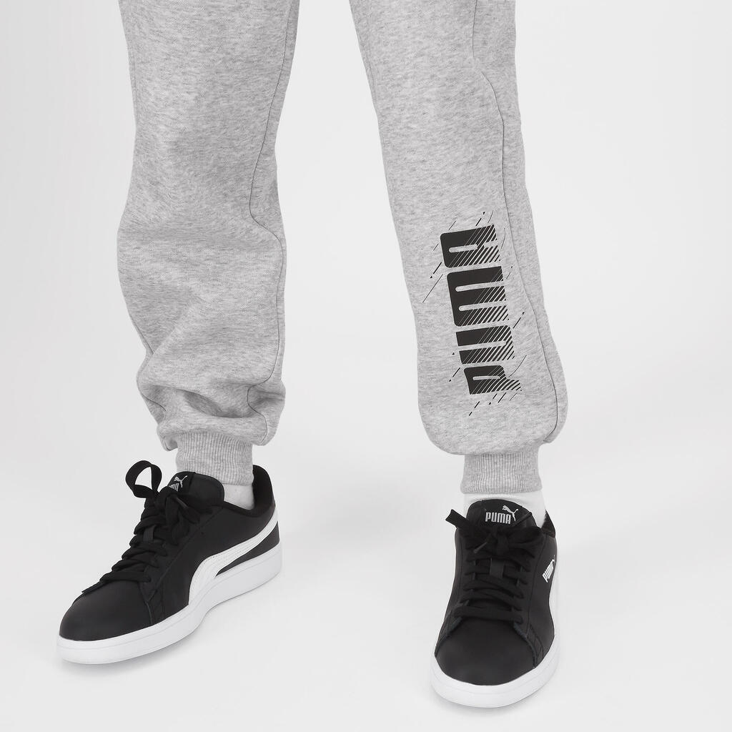 Detské joggingové nohavice PUMA sivé s nápisom