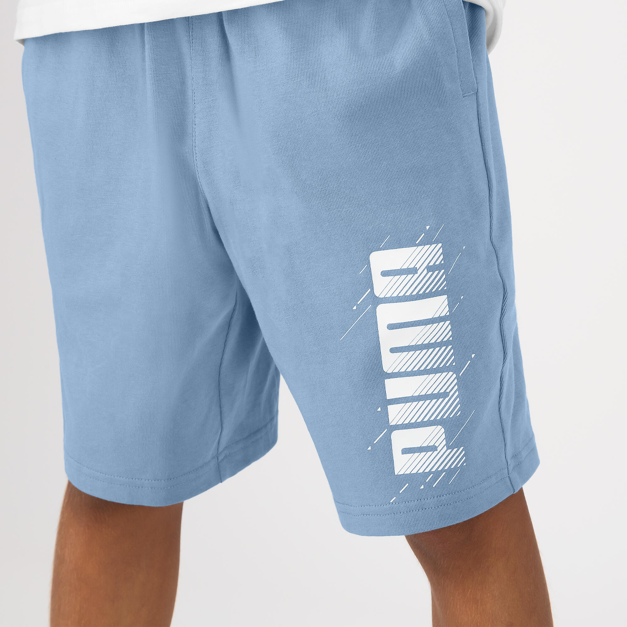 Pantaloncini Puma bambino ginnastica regular fit cotone azzurri 3/5