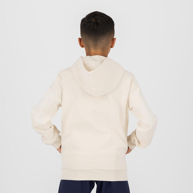 Felpa Puma bambino ginnastica con cappuccio pesante beige stampata