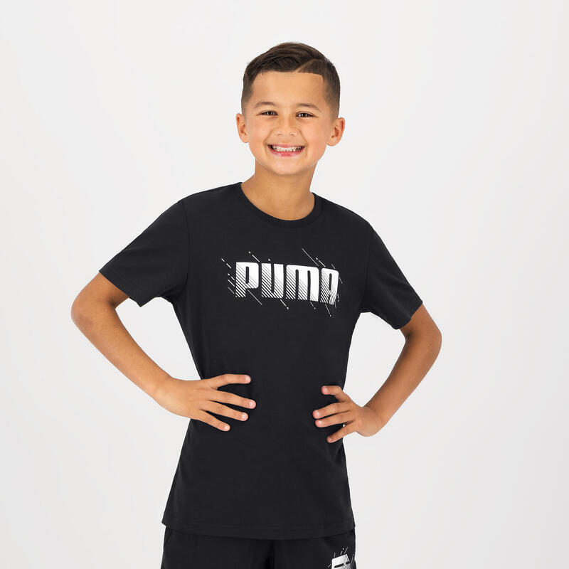 T-shirt nera Puma bambino ginnastica regular fit 100% cotone