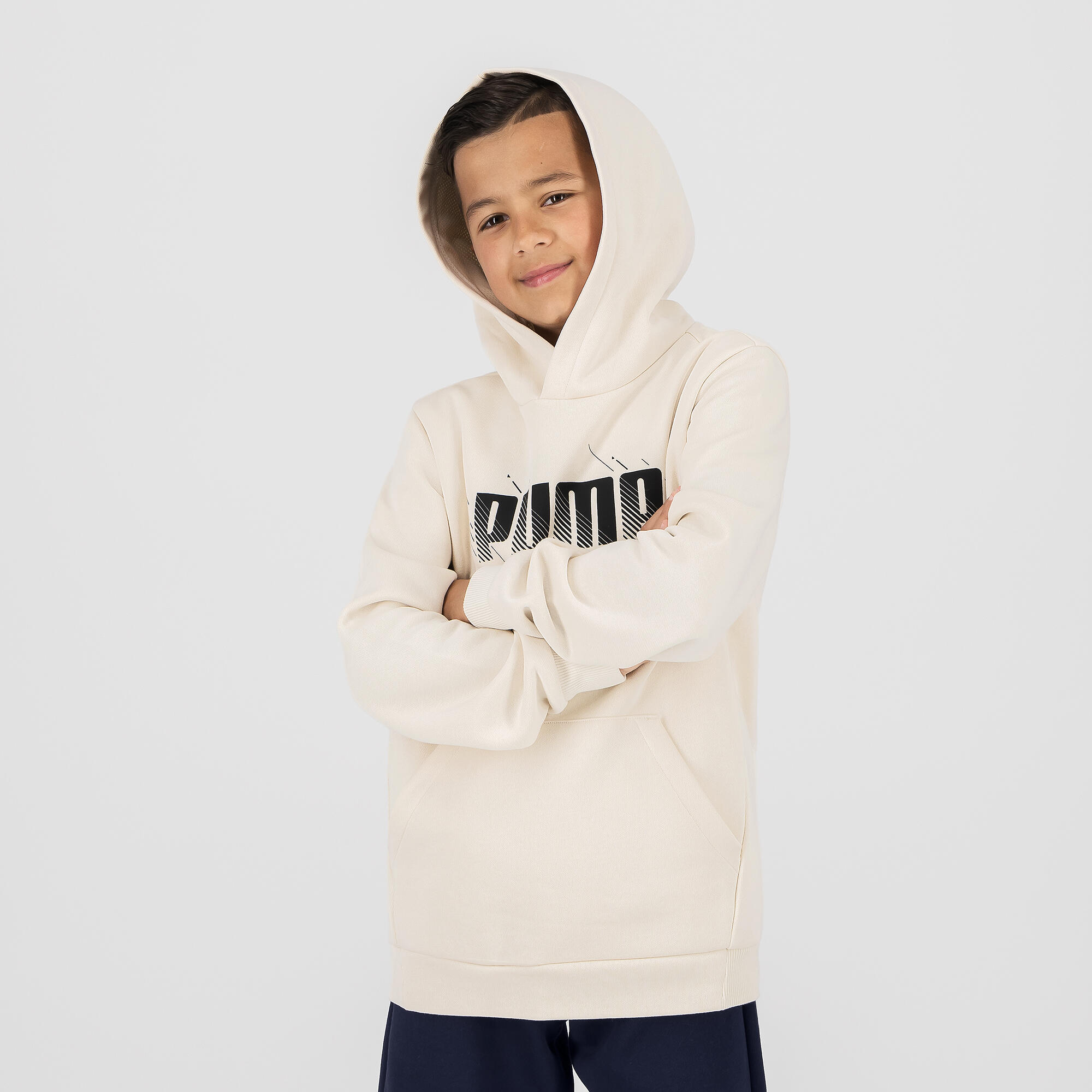 Sweat à capuche imprimé Puma enfant - beige 2/5