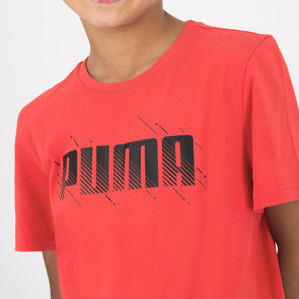 Detské bavlnené tričko Puma červené s nápisom