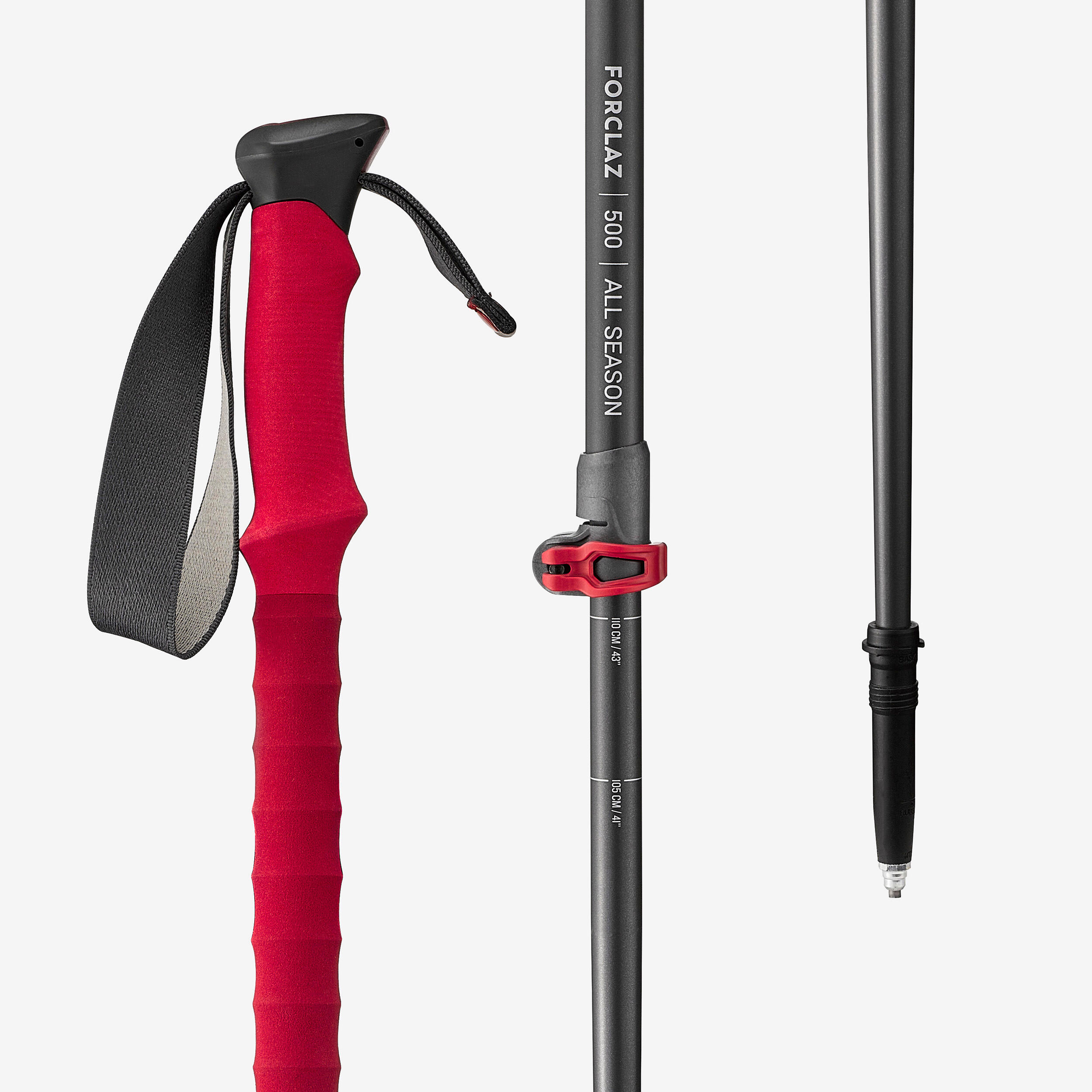 Trekking Poles, Collapsible Hiking Pole 37-43 Inch with Mud Basket Red