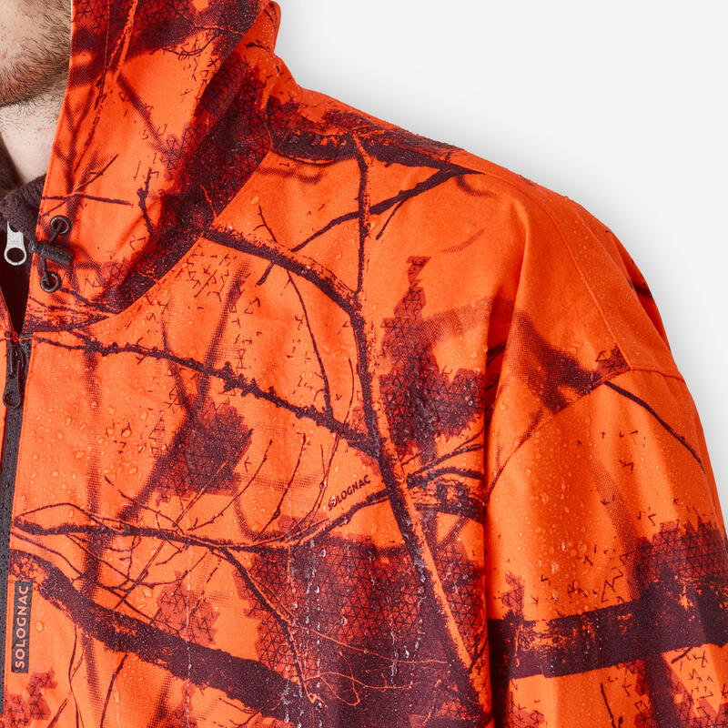 Jagd-Regenponcho 500 geräuscharm Treemetic orange 