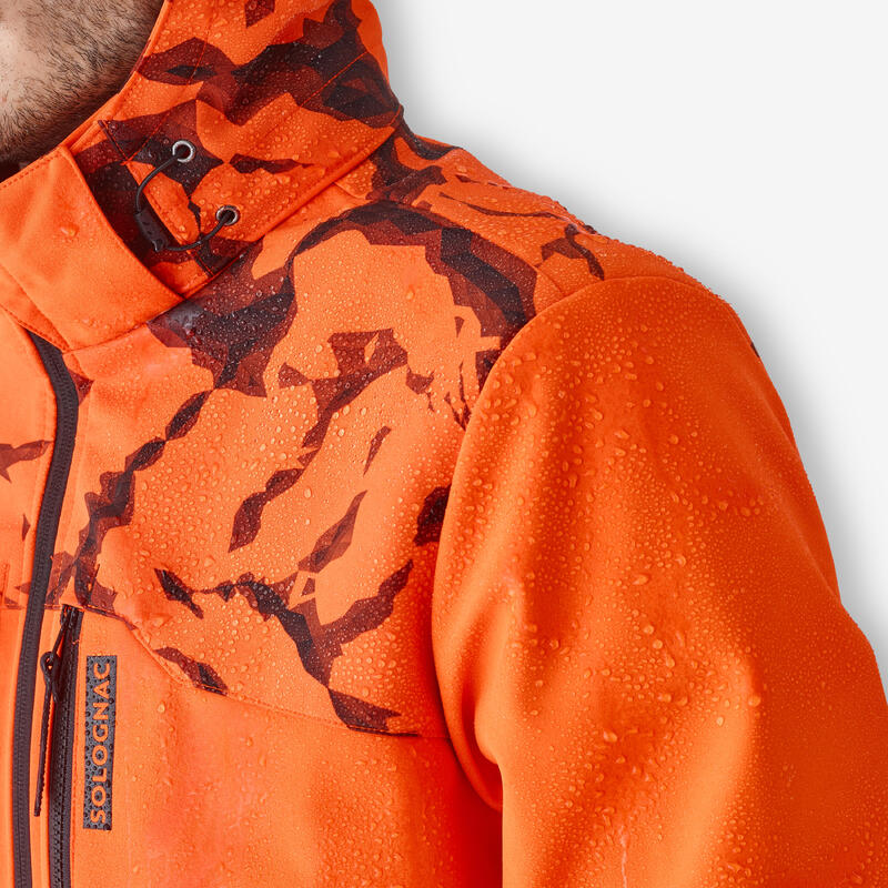 Lovecká softshellová bunda 500 oranžová fluorescenční