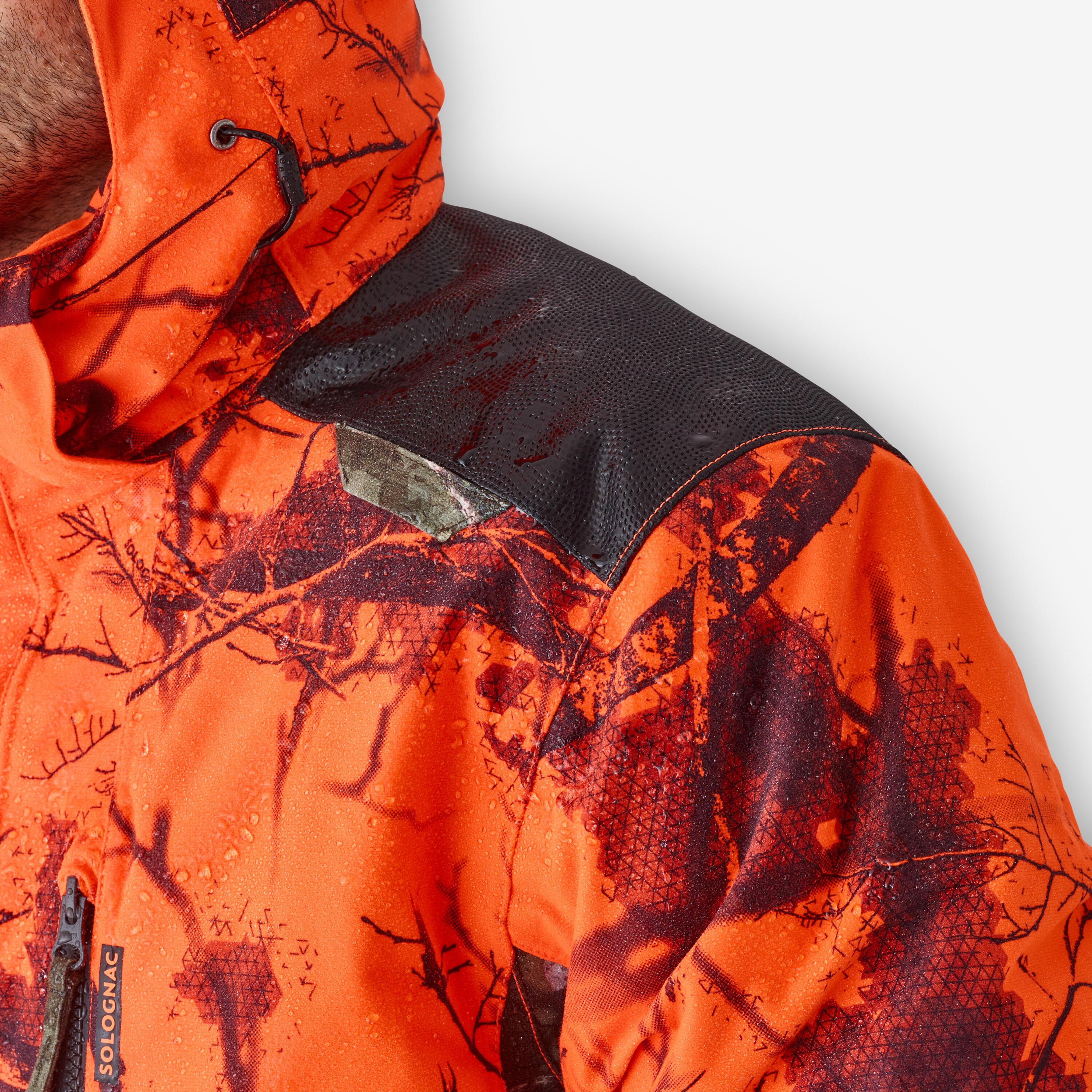 HUNTING SILENT WARM WATERPROOF JACKET NEON TREEMETIC HIDE 500 7/15