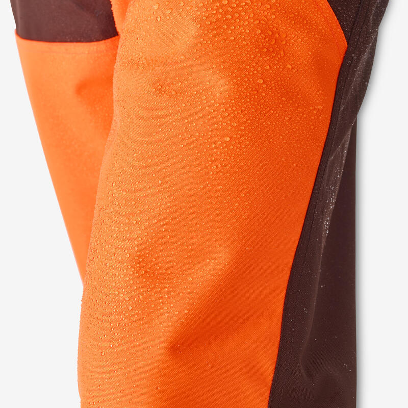 PANTALON DE CHASSE RENFORCE IMPERMEABLE BOIS 500 ORANGE/MARRON