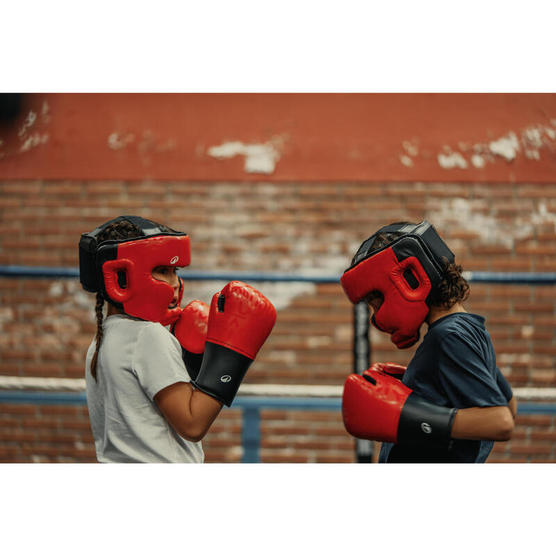 Full face hoofdbeschermer voor boksen voor kinderen rood