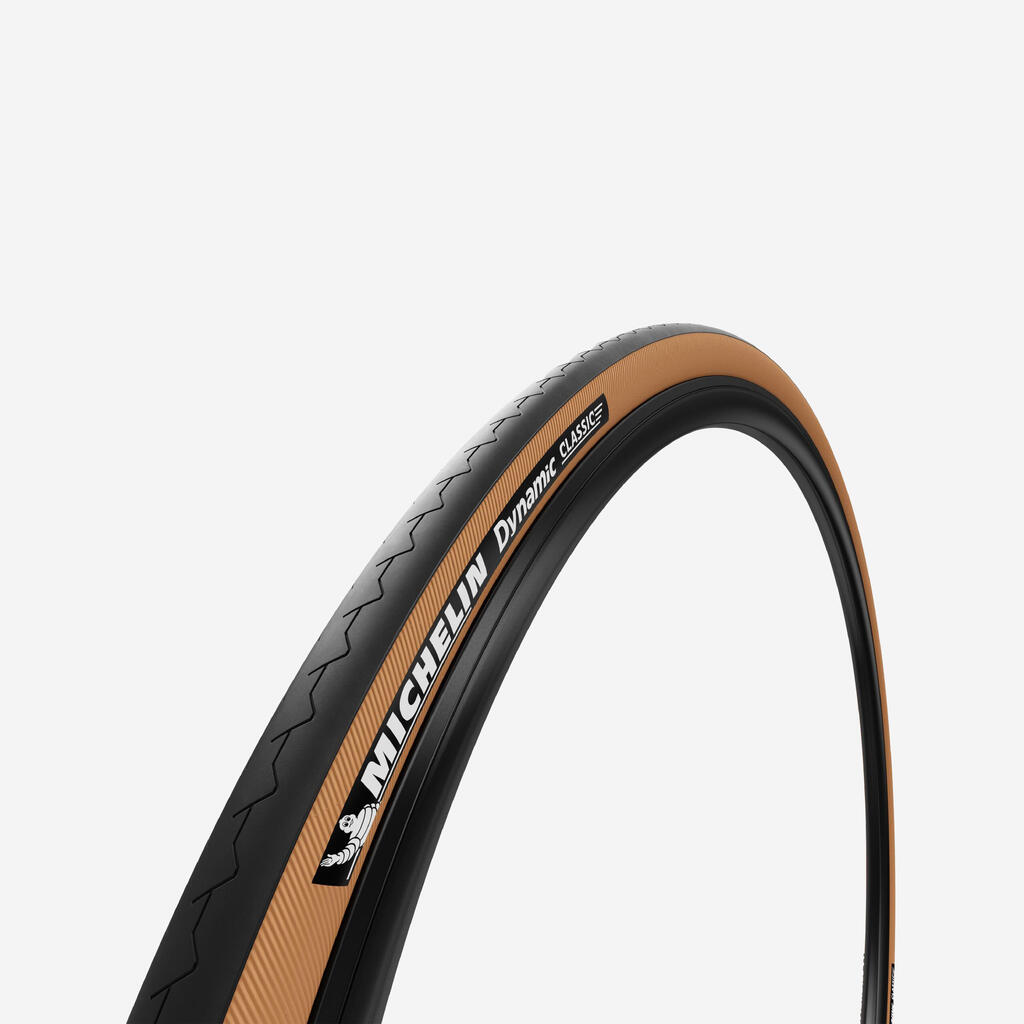 NEUMÁTICO RUTA MICHELÍN DYNAMIC CLASSIC NEGRO BEIGE 700X28 VARILLA FLEXIBLE
