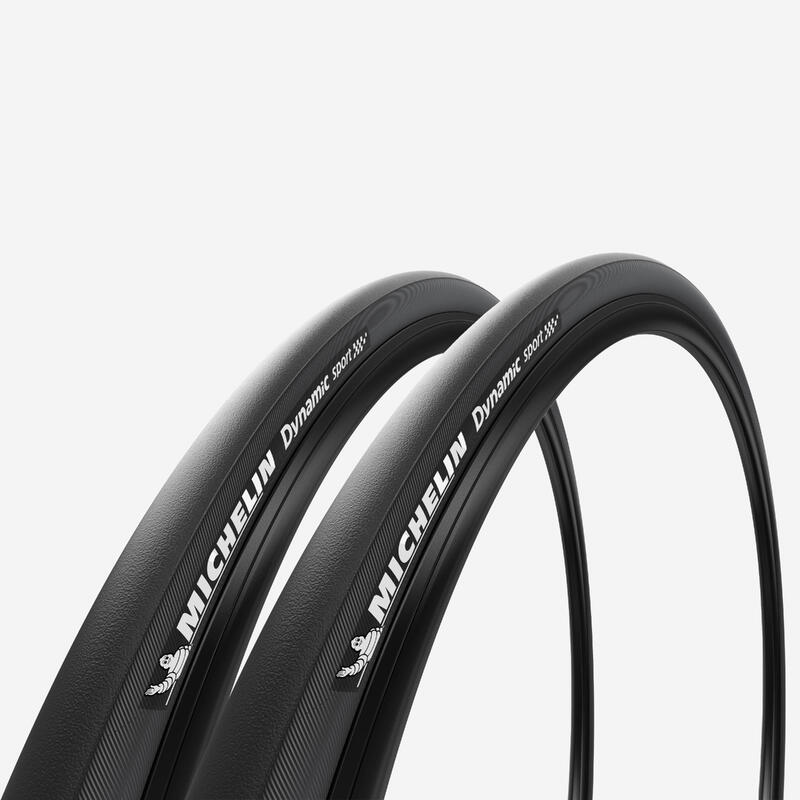 Buitenband racefiets, Set van 2 Dynamic Sport banden zwart 700x25 ETRTO 25-622