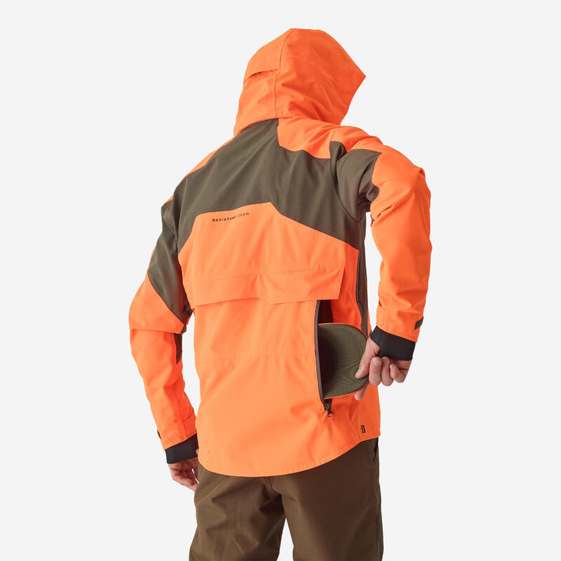 Veste chasse impermeable renfort fluo 900 becasse