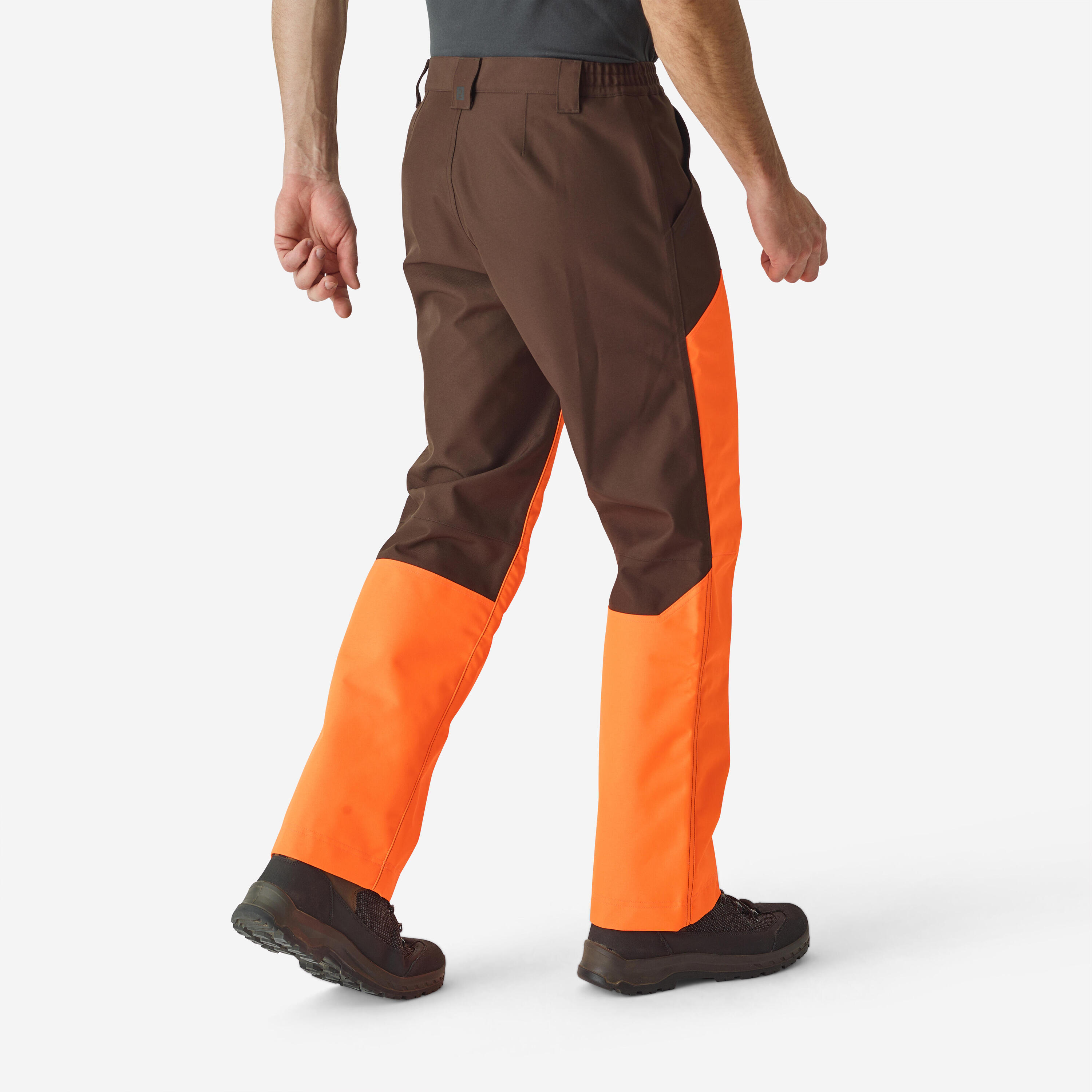 Pantalón Caza Solognac 500 Adulto Naranja-Marrón Impermeable Reforzado 3/6