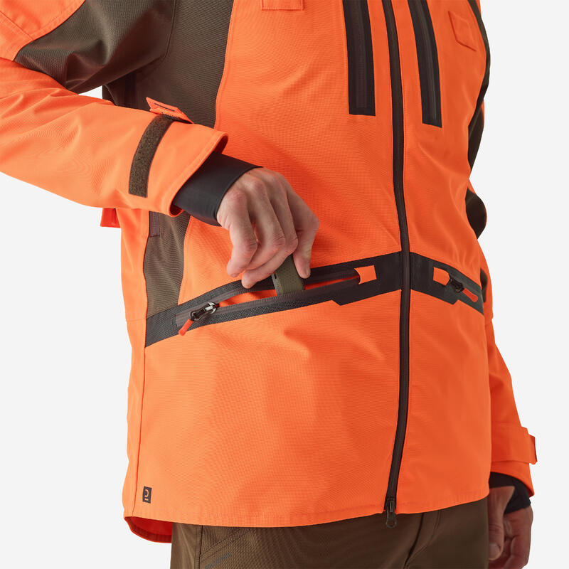 Veste chasse impermeable renfort fluo 900 becasse